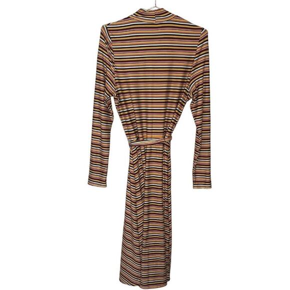 Tosh + Sophie Modest striped long sleeve belted midi dress size large - Picture 2 of 4